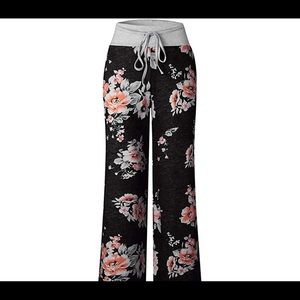 Black pants with floral pattern